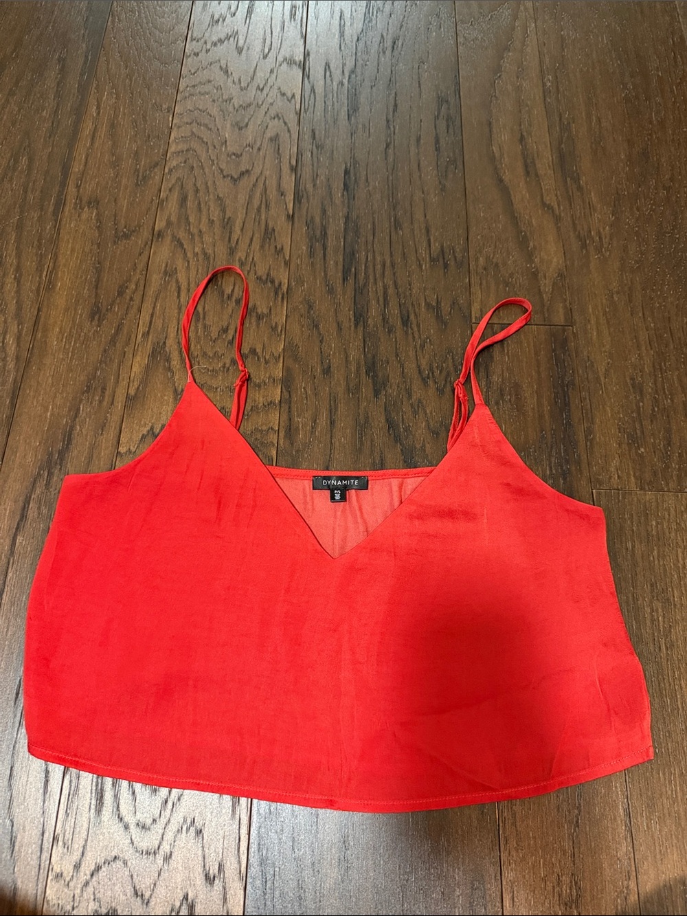 Dynamite Red Spaghetti Strap Crop Cami